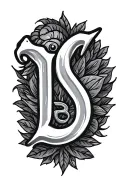 "DS" initials with fish hook tattoo design idea