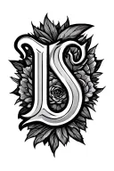 "DS" initials with fish hook tattoo design idea