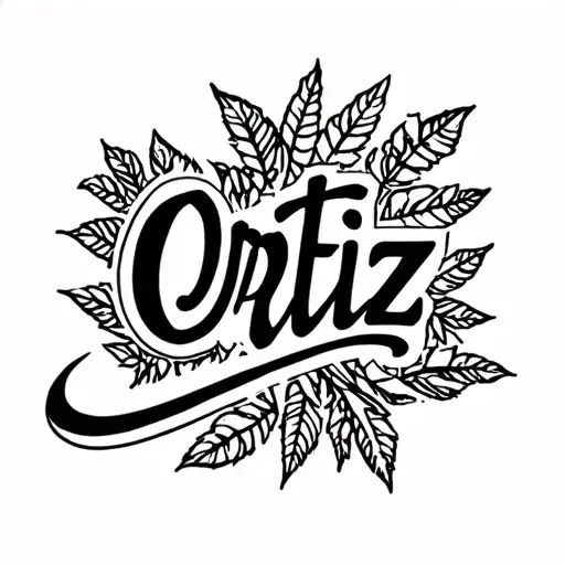 the last name Ortiz in cursive writing tattoo design idea