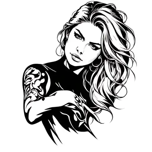 female tattoo in the style of fast and furious tattoo design idea