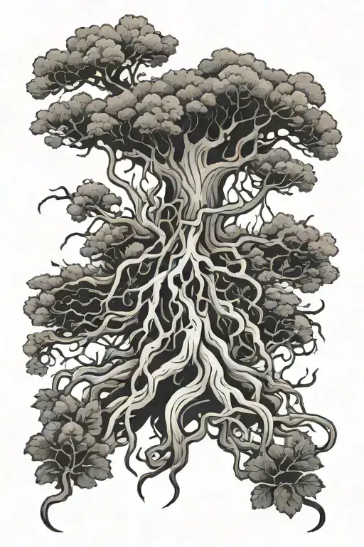poison tree roots spreading tattoo design idea
