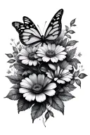 flowers and butterflies intertwined tattoo design idea