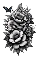 flowers and butterflies intertwined tattoo design idea