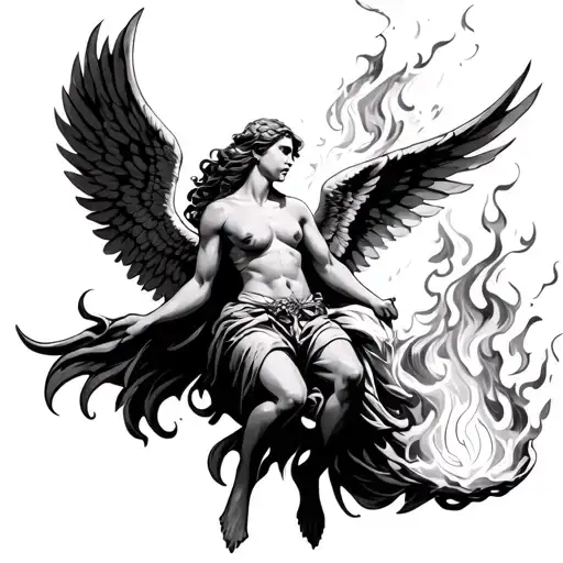 angel fighting fire  tattoo design idea