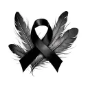 Cancer Ribbon Feather tattoo design idea