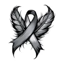 Cancer Ribbon Feather tattoo design idea