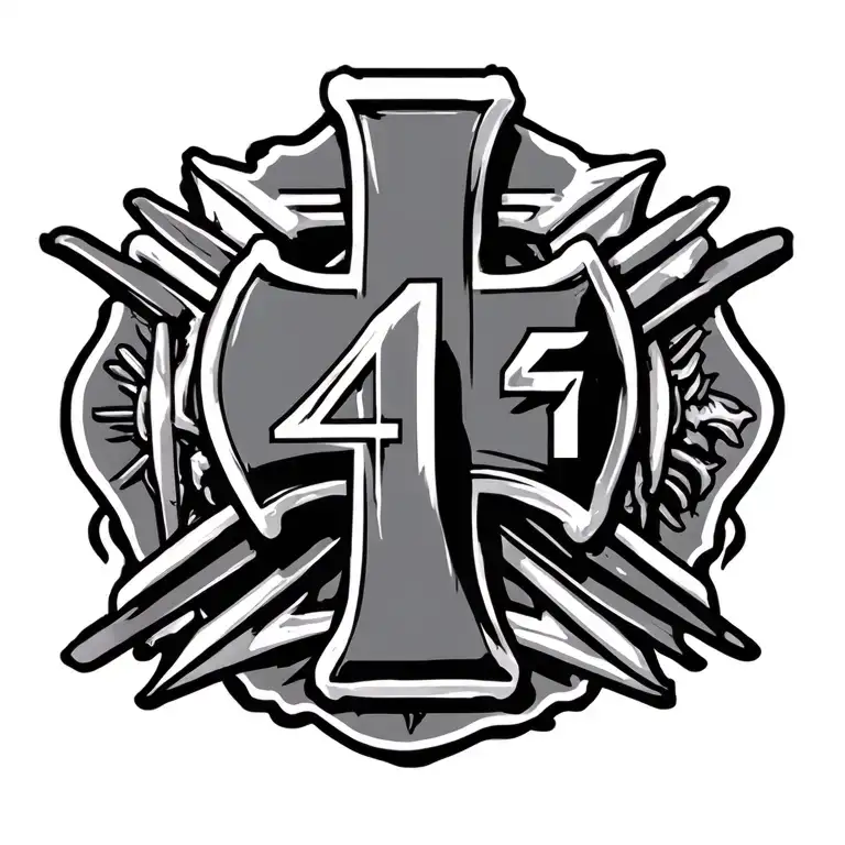 "4.          7"  firefighters cross tattoo tattoo design idea