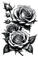 7 nice roses fully bloomed with thorns   tattoo design idea