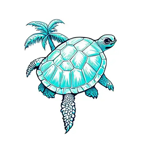 palm tree turtle Tenerife tattoo design idea