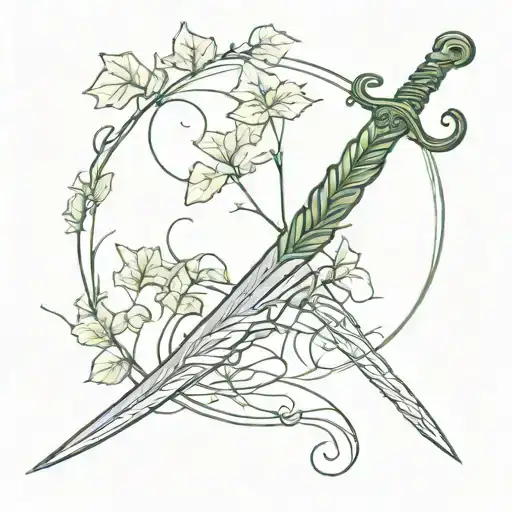 poison ivy plant wrapped around a sword  tattoo design idea