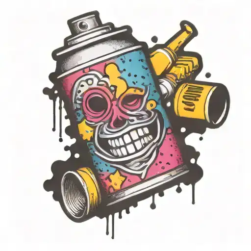 spray can with face tattoo design idea