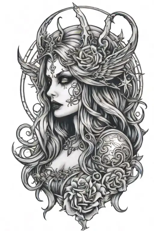 lady death angel tattoo design idea