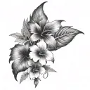 fern with plants tattoo design idea