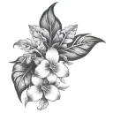 fern with plants tattoo design idea