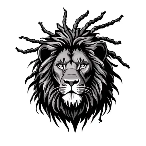 Dreadlocks lion tattoo design idea