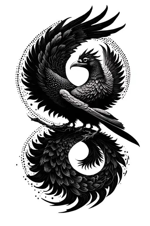 enso circle paintbrush stroke with garuda bird inside tattoo design idea