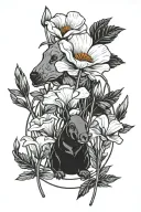 California poppy and eeyore covering sadness tattoo design idea