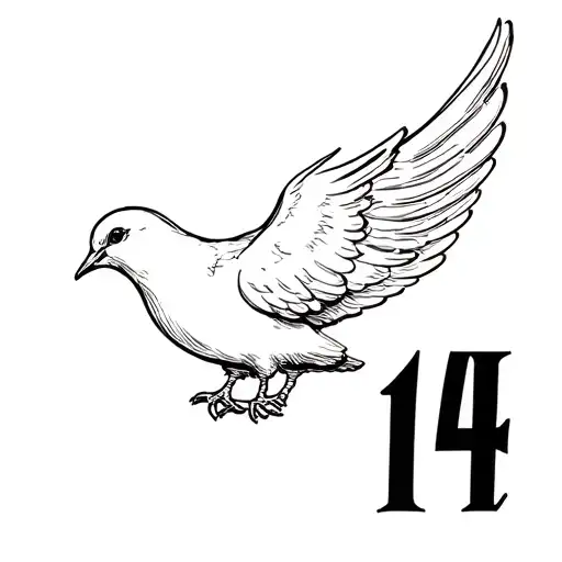 dove and number 14 tamil letters S tattoo design idea