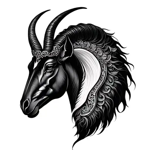 Capricorn and Gemini zodiac signs merged together with one light tattoo design idea