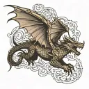 nordic dragon flying tattoo design idea