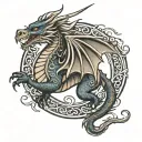 nordic dragon flying tattoo design idea