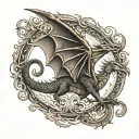 nordic dragon flying tattoo design idea