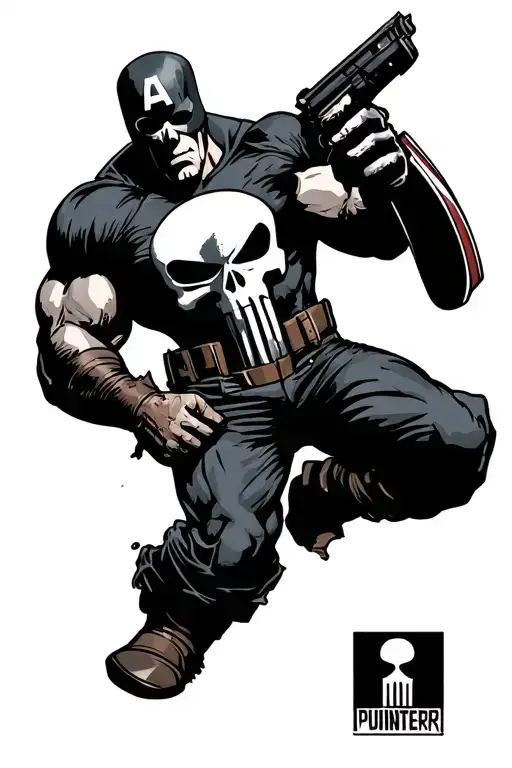 punisher Capitan america tattoo design idea