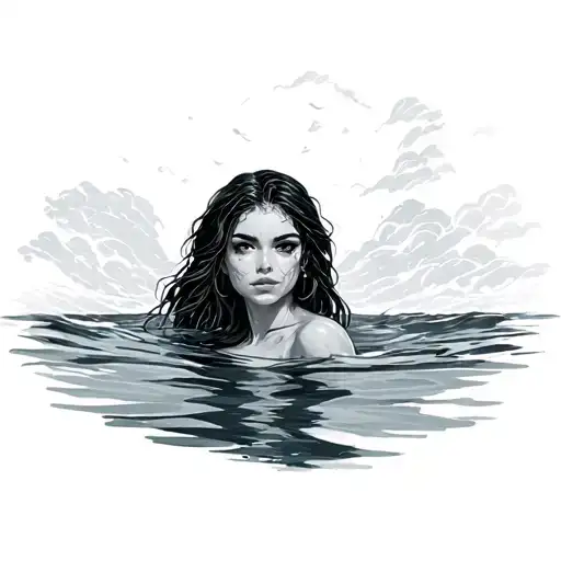 Woman with a sine queue swimming tattoo design idea