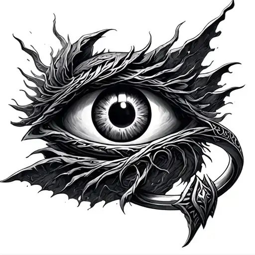 lord of the rings with eye of sauron and ring intertwined tattoo design idea