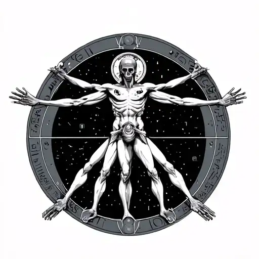 cyberpunk vitruvian man tattoo design idea