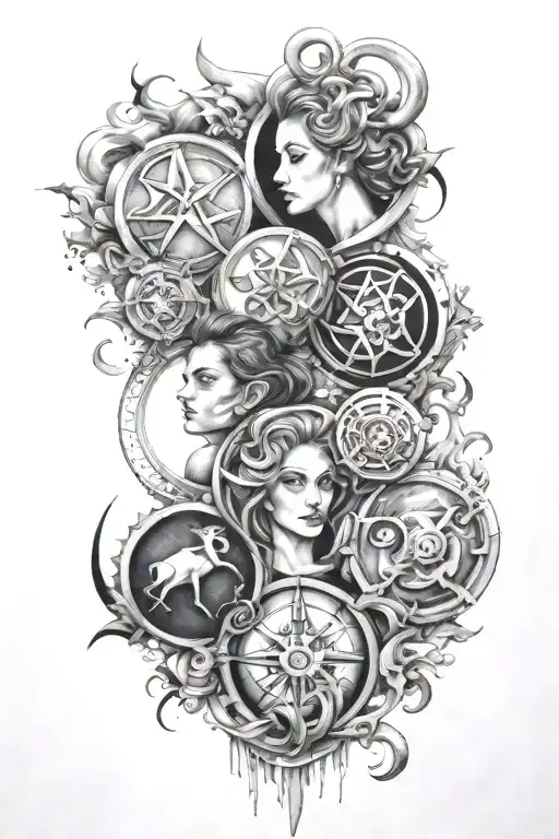 Gemini, capricorn, cancer, taurus and libra tattoo design idea