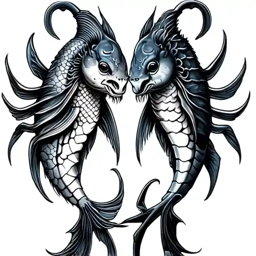 Pisces and Scorpio together symbolizing love tattoo design idea