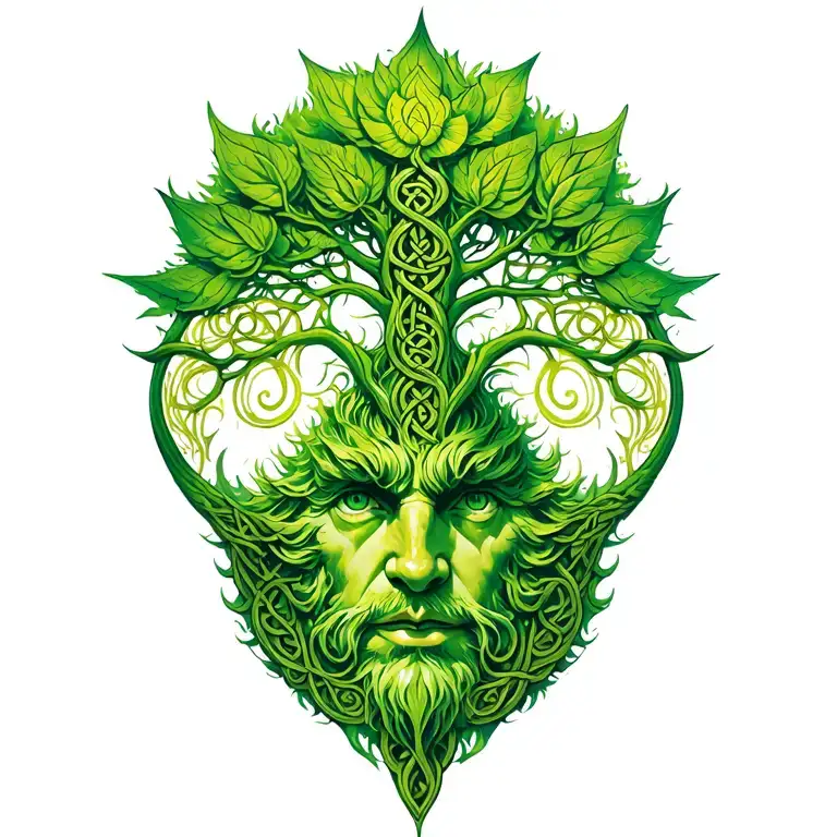 Celtic greenman and tree of life tattoo design idea