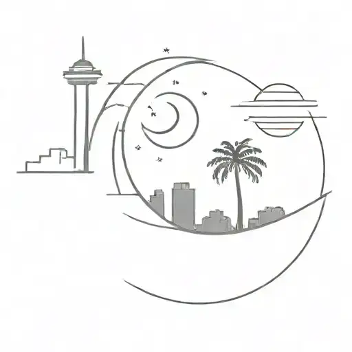 Crescent Moon, Palm Tree, and Pittsburgh skyline tattoo design idea