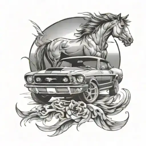 ford mustang tattoo design idea