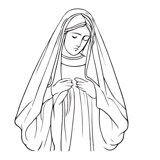 lady of Guadalupe wearing veil looking slightly down to the side  tattoo design idea