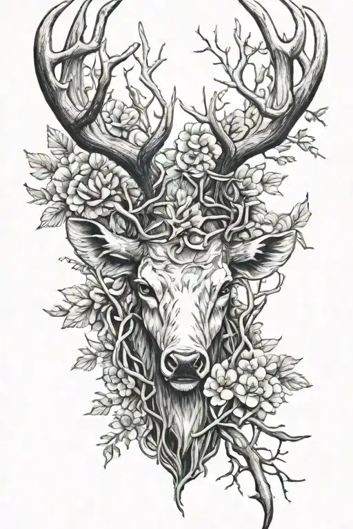 antlers intertwined tattoo design idea