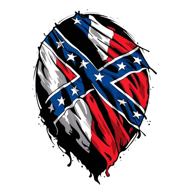 Confederate flag waving tattoo design idea