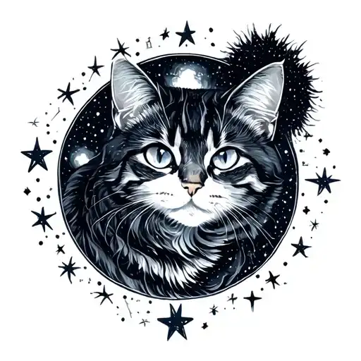 cats tree star constellation formed tattoo design idea