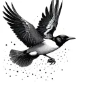 magpie flying tattoo design idea