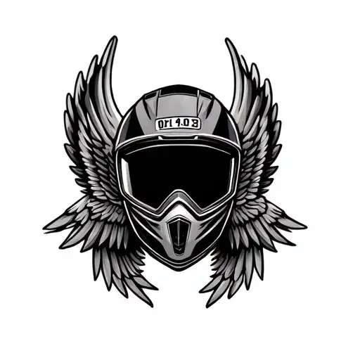 Motocross Helmet with wings and date tattoo tattoo design idea