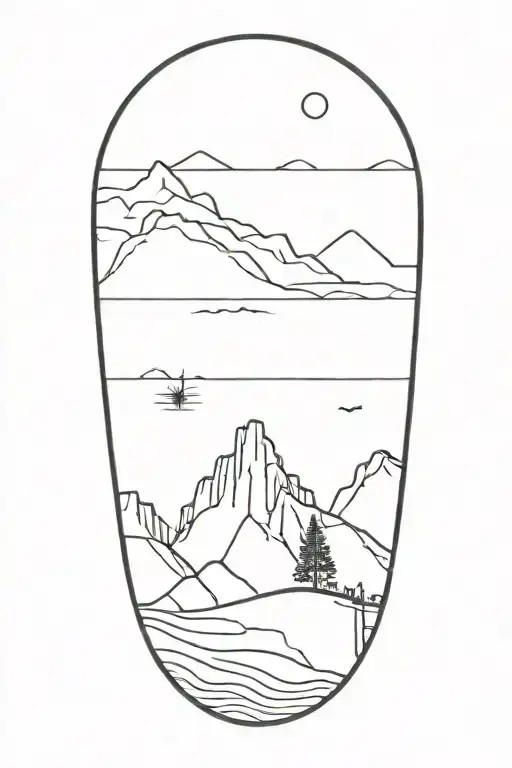 tattoo featuring greek landscape, compass, globe tattoo design idea