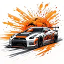 gtr r35 in race track coming tattoo design idea