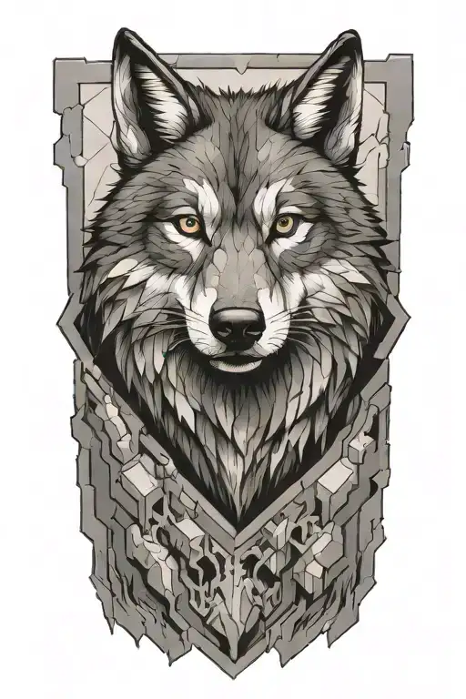 minecraft wolf tattoo design idea