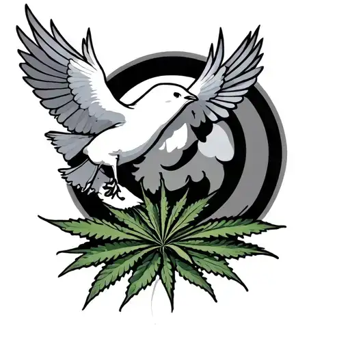 Casper with doves above and weed tattoo design idea