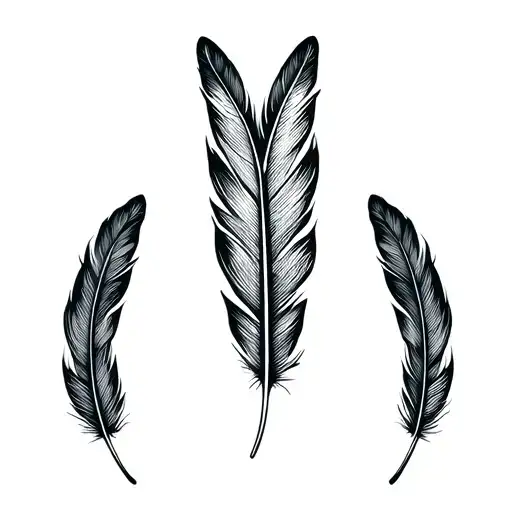 two feathers in a V shape outline tattoo design idea