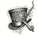 willy wonka's top hat and cane tattoo design idea