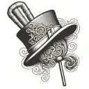 willy wonka's top hat and cane tattoo design idea