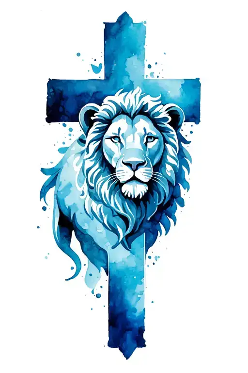 lion and cross tattoo design idea
