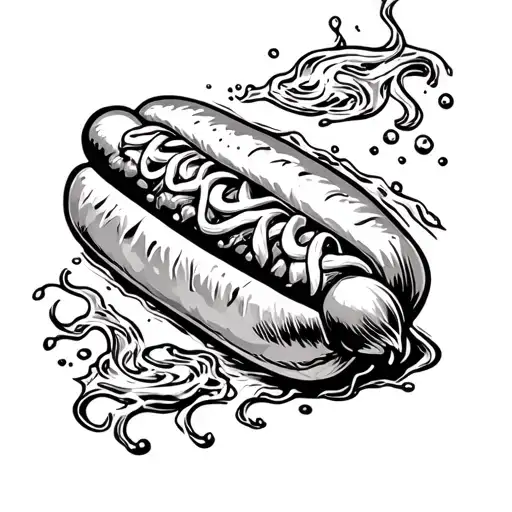 hot dog falvored water tattoo design idea